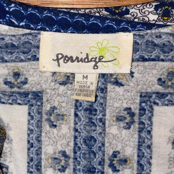 Anthropologie Porridge Belmar Blue Floral Geometric Print 3/4 Sleeve Blouse - Picture 5 of 13